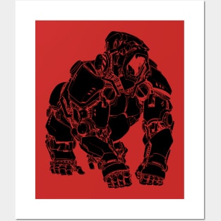 Robo Gorilla (Black Shape) Posters and Art